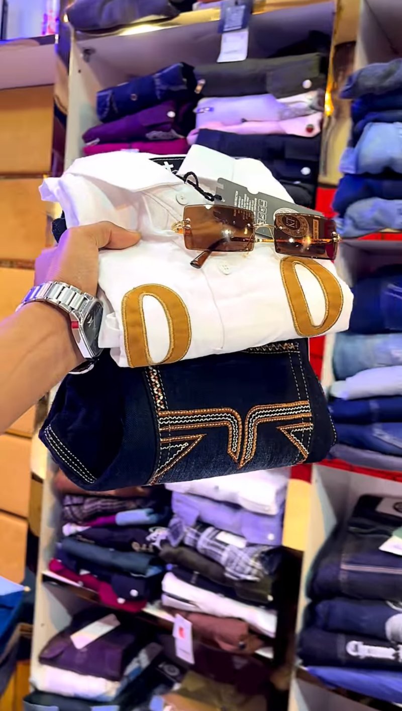 Men's White Graphic Shirt and Blue Denim Jeans Set | Versatile Smart-Casual Collection - image 1