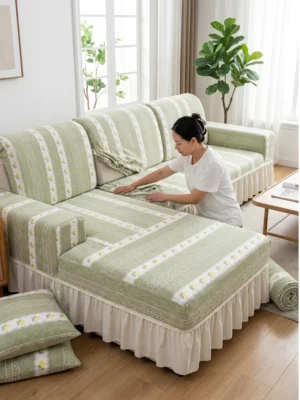 Elegant Floral Living Room Sofa Cover Collection