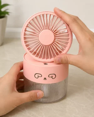 Adorable Compact Personal Fan with Humidity Control – Rose Pink USB-Powered Tabletop Fan - image 1