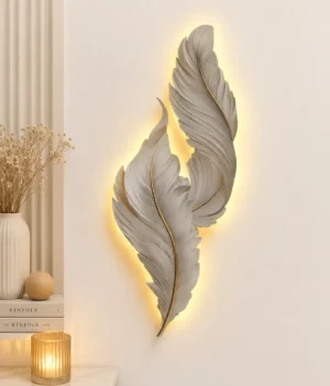 Premium Feather LED Illuminated Wall Sculpture – Contemporary Home Decor