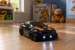 Premium Black RC Racing Vehicle with Illuminated Front Lights