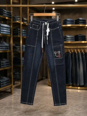 Classic Men's Straight Fit Denim Jeans – Dark Wash Blue Black