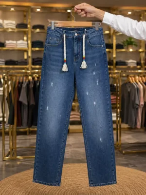 Men's Classic Blue Slim Fit Distressed Denim Jeans
