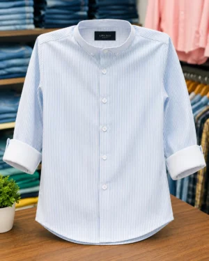 Men's Vertical Stripe Long Sleeve Shirt | Contemporary Smart Casual Style