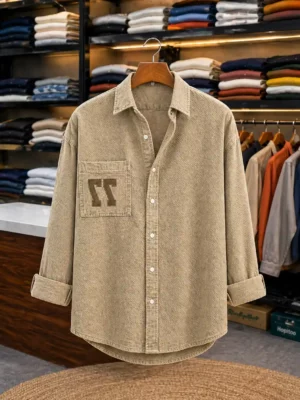 Men's Olive Green Corduroy Shirt with Full-Length Sleeves – Premium Comfort & Style - image 1