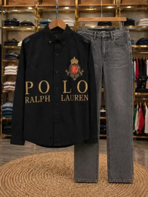 Modern Charcoal Denim & Graphic Logo Tee Bundle – Versatile Men's Casual Wear