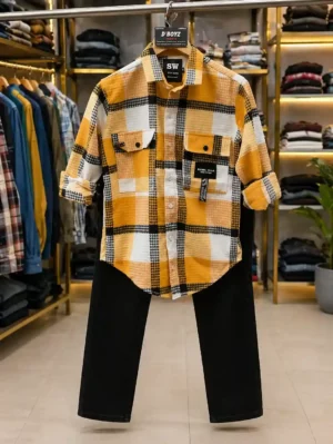 Men's Smart Wear Combo Set – Patterned Shirt & Plain Trousers - image 1