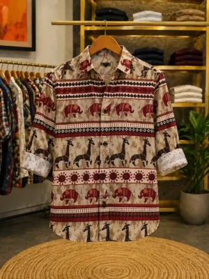 Men's Animal Print Casual Shirt – Modern Design Premium Everyday Essential
