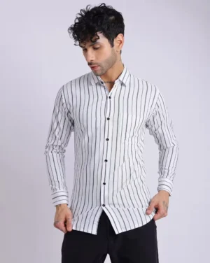 Contemporary Vertical Striped Casual Shirt — Sophisticated Comfort & Timeless Appeal - image 1
