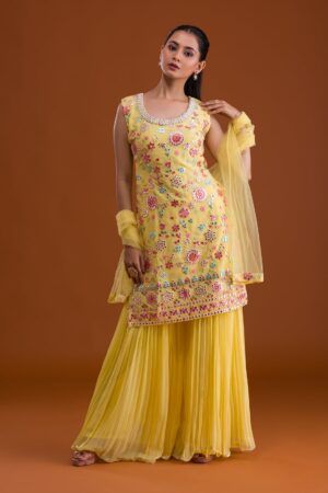 Yellow Gotapatti Georgette Designer Salwar Suit - image 1