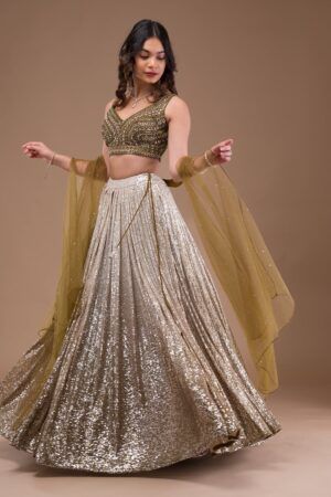 Sparkling Lycra Readymade Lehenga with Sequin Embellishments - image 1