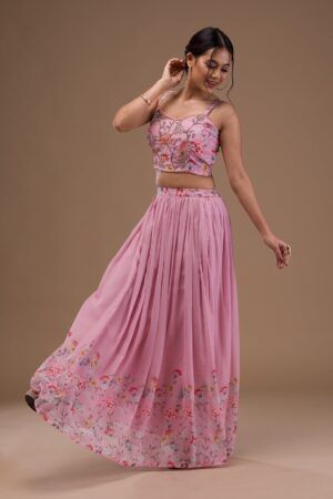 Printed Georgette Ready-Made Lehenga - Traditional Elegance Meets Modern Style - image 1