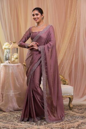 Peacock Blue Chiffon Designer Saree - image 1