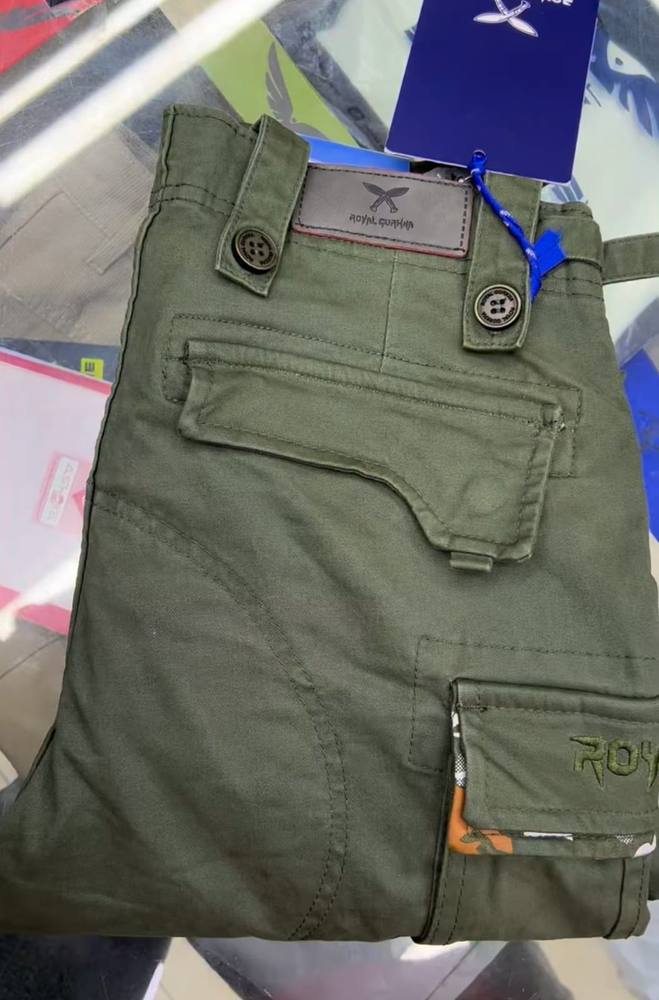 Men's Olive Green Cotton Cargo Trousers – Multi-Pocket Regular Fit Combat Pants with Camouflage Lining