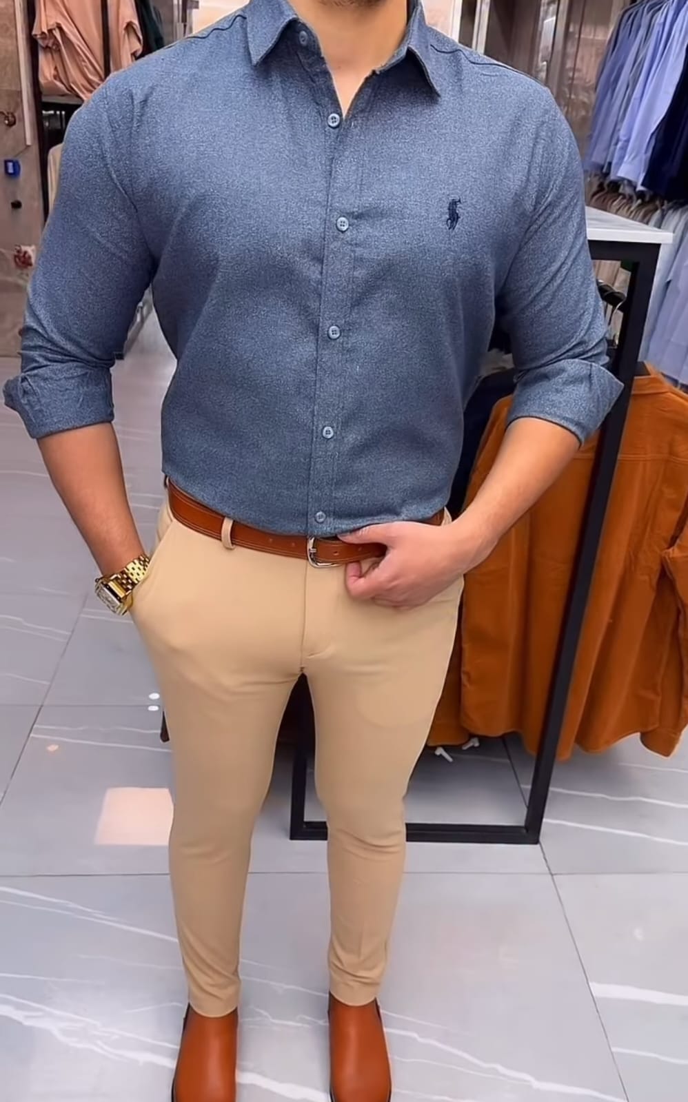 Blue Melange Cotton Shirt Bundle - Affordable Premium Comfort You'll Love - image 1
