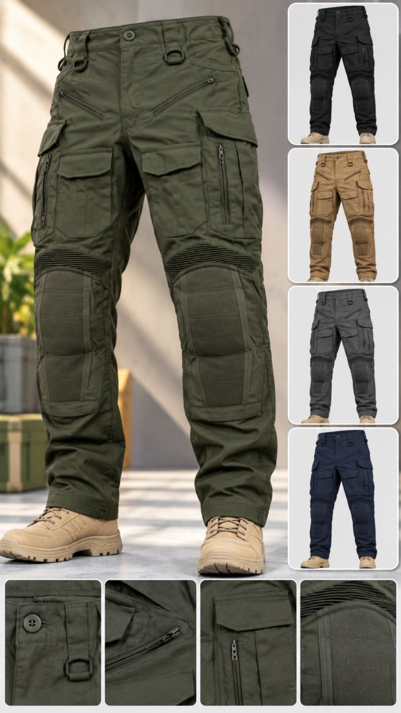 Men's Olive Multi-Pocket Tactical Trousers