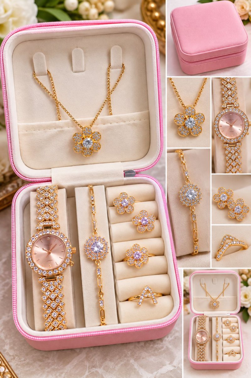 Rose Gold Crystal Jewellery Gift Set Box - image 1